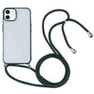 Candy Transparent Phone Case with Lanyard For iPhone 12 mini(Dark Green) - 1