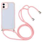 Candy Transparent Phone Case with Lanyard For iPhone 12 mini(Pink) - 1