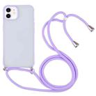 Candy Transparent Phone Case with Lanyard For iPhone 12 mini(Purple) - 1