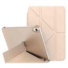 For iPad mini 6 Double-sided Matte Translucent PC Deformation Tablet Leather Case with Holder & Sleep / Wake-up Function(Gold) - 1