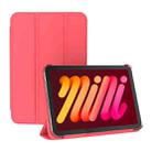 For iPad mini 6 Double-sided Matte Translucent PC Tablet Leather Case with 3-folding Holder & Sleep / Wake-up Function(Red) - 1