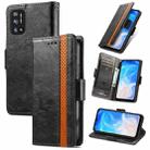 For Doogee N40 Pro CaseNeo Splicing Dual Magnetic Buckle Leather Case with Holder & Card Slots & Wallet(Black) - 1