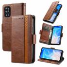 For Doogee N40 Pro CaseNeo Splicing Dual Magnetic Buckle Leather Case with Holder & Card Slots & Wallet(Brown) - 1