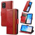 For Doogee N40 Pro CaseNeo Splicing Dual Magnetic Buckle Leather Case with Holder & Card Slots & Wallet(Red) - 1