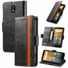 For Vodafone Smart E11 CaseNeo Splicing Dual Magnetic Buckle Leather Case with Holder & Card Slots & Wallet(Black) - 1