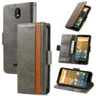 For Vodafone Smart E11 CaseNeo Splicing Dual Magnetic Buckle Leather Case with Holder & Card Slots & Wallet(Grey) - 1