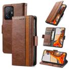 For Xiaomi 11T / 11T Pro CaseNeo Splicing Dual Magnetic Buckle Leather Case with Holder & Card Slots & Wallet(Brown) - 1
