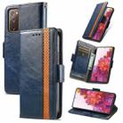 For Samsung Galaxy S20 FE CaseNeo Splicing Dual Magnetic Buckle Leather Case with Holder & Card Slots & Wallet(Blue) - 1
