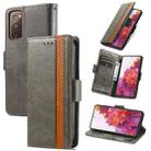 For Samsung Galaxy S20 FE CaseNeo Splicing Dual Magnetic Buckle Leather Case with Holder & Card Slots & Wallet(Grey) - 1