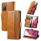 For Samsung Galaxy S20 FE CaseNeo Splicing Dual Magnetic Buckle Leather Case with Holder & Card Slots & Wallet(Khaki) - 1