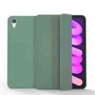 For iPad mini 6 Double-sided Matte TPU Tablet Leather Case with 3-folding Holder & Sleep / Wake-up Function(Dark Night Green) - 1