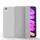 For iPad mini 2024 / mini 6 Double-sided Matte TPU Tablet Leather Case with 3-folding Holder & Sleep / Wake-up Function(Grey) - 1