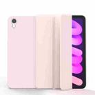 For iPad mini 2024 / mini 6 Double-sided Matte TPU Tablet Leather Case with 3-folding Holder & Sleep / Wake-up Function(Pink) - 1