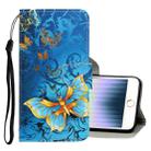 For iPhone SE 2022 / SE 2020 / 8 / 7 3D Colored Drawing Horizontal Flip PU Leather Case with Holder & Card Slots & Wallet(Jade Butterfly) - 1