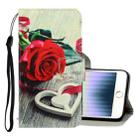 For iPhone SE 2022 / SE 2020 / 8 / 7 3D Colored Drawing Horizontal Flip PU Leather Case with Holder & Card Slots & Wallet(Red Rose) - 1