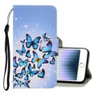 For iPhone SE 2022 / SE 2020 / 8 / 7 3D Colored Drawing Horizontal Flip PU Leather Case with Holder & Card Slots & Wallet(Multiple Butterflies) - 1