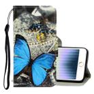 For iPhone SE 2022 / SE 2020 / 8 / 7 3D Colored Drawing Horizontal Flip PU Leather Case with Holder & Card Slots & Wallet(A Butterfly) - 1