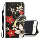 For iPhone 8 Plus / 7 Plus 3D Colored Drawing Horizontal Flip PU Leather Case with Holder & Card Slots & Wallet(Red Flower) - 1