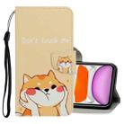For iPhone 11 3D Colored Drawing Horizontal Flip PU Leather Case with Holder & Card Slots & Wallet(Shiba Inu) - 1