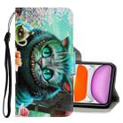 For iPhone 11 3D Colored Drawing Horizontal Flip PU Leather Case with Holder & Card Slots & Wallet(Green Eyes) - 1