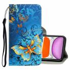 For iPhone 11 3D Colored Drawing Horizontal Flip PU Leather Case with Holder & Card Slots & Wallet(Jade Butterfly) - 1