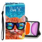 For iPhone 11 3D Colored Drawing Horizontal Flip PU Leather Case with Holder & Card Slots & Wallet(Underwater Cat) - 1