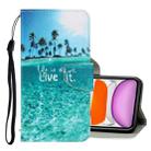 For iPhone 11 3D Colored Drawing Horizontal Flip PU Leather Case with Holder & Card Slots & Wallet(Coconut Tree) - 1