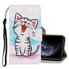 For iPhone 11 Pro 3D Colored Drawing Horizontal Flip PU Leather Case with Holder & Card Slots & Wallet(Red Mouth Cat) - 1