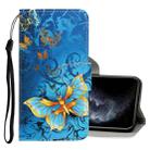 For iPhone 11 Pro 3D Colored Drawing Horizontal Flip PU Leather Case with Holder & Card Slots & Wallet(Jade Butterfly) - 1