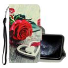 For iPhone 11 Pro 3D Colored Drawing Horizontal Flip PU Leather Case with Holder & Card Slots & Wallet(Red Rose) - 1