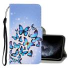 For iPhone 11 Pro 3D Colored Drawing Horizontal Flip PU Leather Case with Holder & Card Slots & Wallet(Multiple Butterflies) - 1
