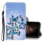 For iPhone 11 Pro Max 3D Colored Drawing Horizontal Flip PU Leather Case with Holder & Card Slots & Wallet(Multiple Butterflies) - 1