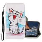 For iPhone XR 3D Colored Drawing Horizontal Flip PU Leather Case with Holder & Card Slots & Wallet(Red Mouth Cat) - 1
