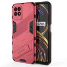 For OPPO Realme 8i Punk Armor 2 in 1 PC + TPU Shockproof Phone Case with Invisible Holder(Light Red) - 1