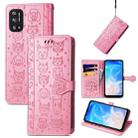 For Doogee N40 Pro Cat and Dog Embossed Horizontal Flip Phone Leather Case with Holder & Card Slot & Wallet & Lanyard(Pink) - 1