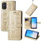 For Doogee N40 Pro Cat and Dog Embossed Horizontal Flip Phone Leather Case with Holder & Card Slot & Wallet & Lanyard(Gold) - 1