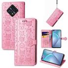 For Infinix Zero 8 Cat and Dog Embossed Horizontal Flip Phone Leather Case with Holder & Card Slot & Wallet & Lanyard(Pink) - 1