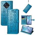 For Infinix Zero 8 Cat and Dog Embossed Horizontal Flip Phone Leather Case with Holder & Card Slot & Wallet & Lanyard(Blue) - 1