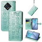 For Infinix Zero 8 Cat and Dog Embossed Horizontal Flip Phone Leather Case with Holder & Card Slot & Wallet & Lanyard(Green) - 1