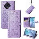 For Infinix Zero 8 Cat and Dog Embossed Horizontal Flip Phone Leather Case with Holder & Card Slot & Wallet & Lanyard(Purple) - 1