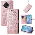 For Infinix Zero 8 Cat and Dog Embossed Horizontal Flip Phone Leather Case with Holder & Card Slot & Wallet & Lanyard(Rose Gold) - 1