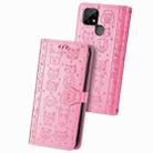 For OPPO Realme C21Y Cat and Dog Embossed Horizontal Flip Phone Leather Case with Holder & Card Slot & Wallet & Lanyard(Pink) - 1