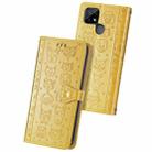 For OPPO Realme C21Y Cat and Dog Embossed Horizontal Flip Phone Leather Case with Holder & Card Slot & Wallet & Lanyard(Yellow) - 1