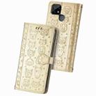 For OPPO Realme C21Y Cat and Dog Embossed Horizontal Flip Phone Leather Case with Holder & Card Slot & Wallet & Lanyard(Gold) - 1