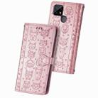 For OPPO Realme C21Y Cat and Dog Embossed Horizontal Flip Phone Leather Case with Holder & Card Slot & Wallet & Lanyard(Rose Gold) - 1