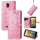 For Vodafone Smart E11 Cat and Dog Embossed Horizontal Flip Phone Leather Case with Holder & Card Slot & Wallet & Lanyard(Pink) - 1