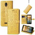 For Vodafone Smart E11 Cat and Dog Embossed Horizontal Flip Phone Leather Case with Holder & Card Slot & Wallet & Lanyard(Yellow) - 1