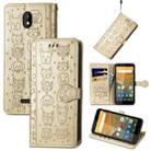 For Vodafone Smart E11 Cat and Dog Embossed Horizontal Flip Phone Leather Case with Holder & Card Slot & Wallet & Lanyard(Gold) - 1