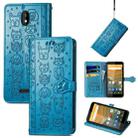 For Vodafone Smart E11 Cat and Dog Embossed Horizontal Flip Phone Leather Case with Holder & Card Slot & Wallet & Lanyard(Blue) - 1