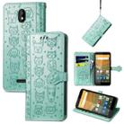 For Vodafone Smart E11 Cat and Dog Embossed Horizontal Flip Phone Leather Case with Holder & Card Slot & Wallet & Lanyard(Green) - 1